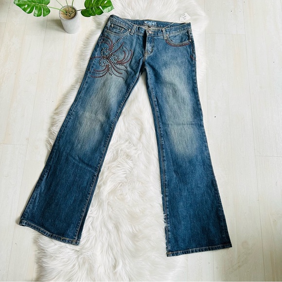 Kippys Denim - NWT Kippys Swarovski Embellished Pinwheel Flare Designer Jeans Made in USA, 29